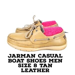 JARMAN Casual Boat Shoes Men Size 8 Tan Leather